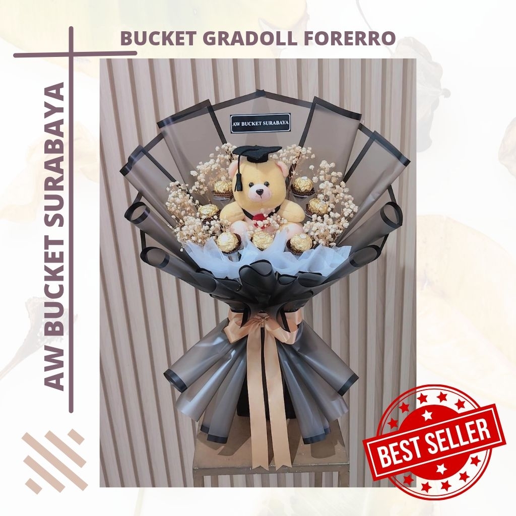 BUCKET COKLAT FORERO ROCHER / BUCKET WISUDA COKLAT/ BUCKET WISUDA SURABAYA / KIRIM INSTAN / BUCKET W