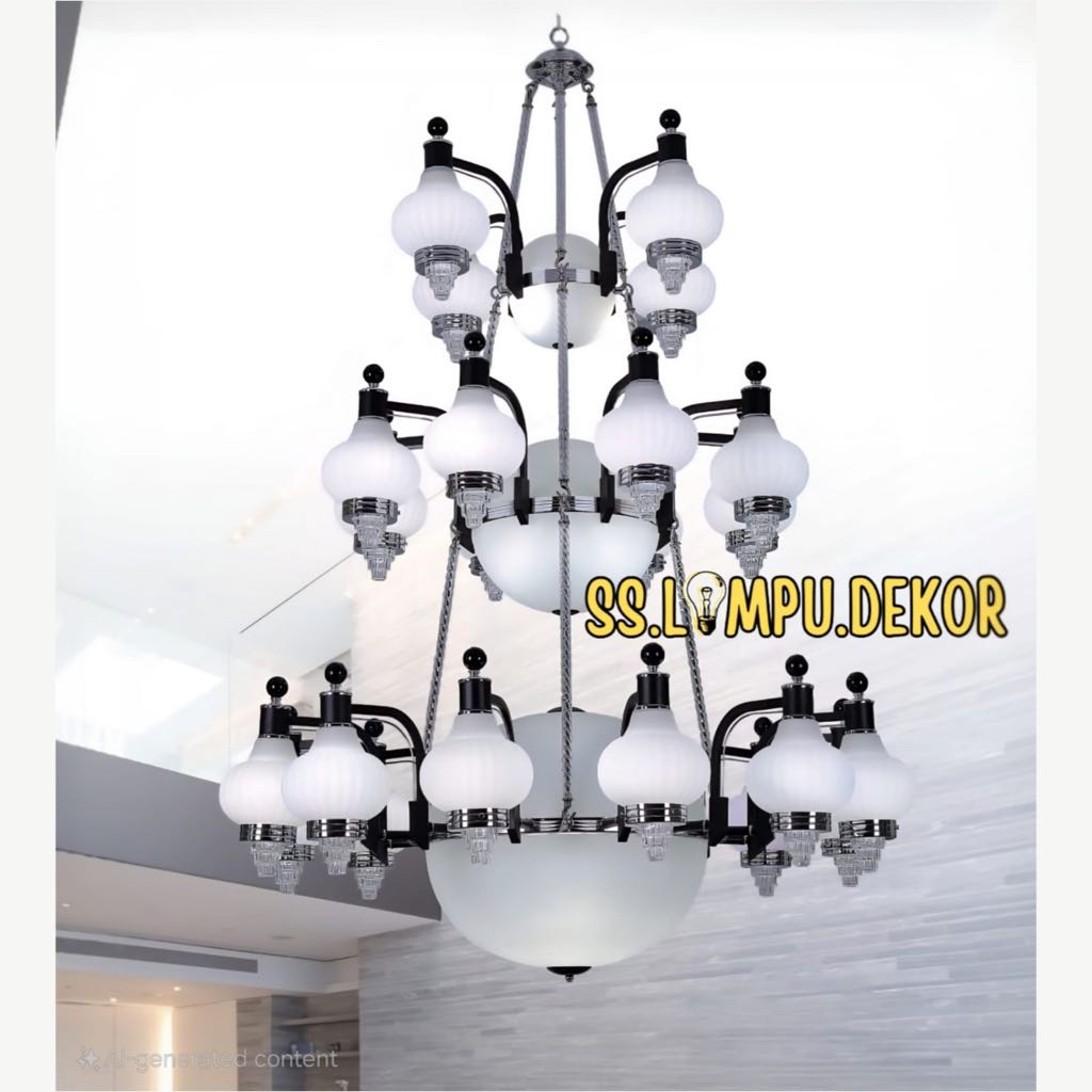 Lampu Hias Gantung Klasik Minimalis 4+8+12 hias ruang tamu void diameter 1.2 meter