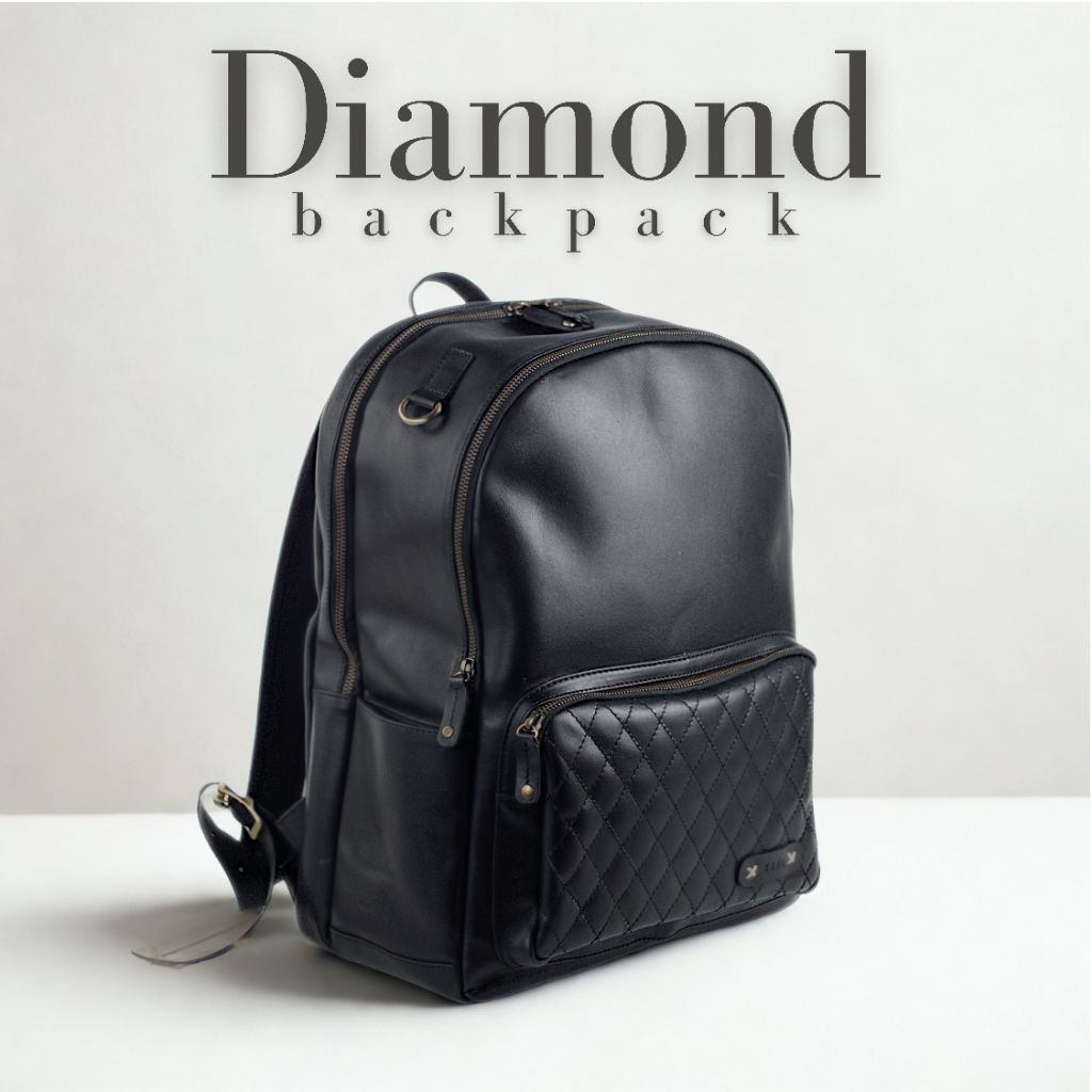 Kael Leather Diamond Backpack - Tas Ransel Pria Kulit Sapi Asli