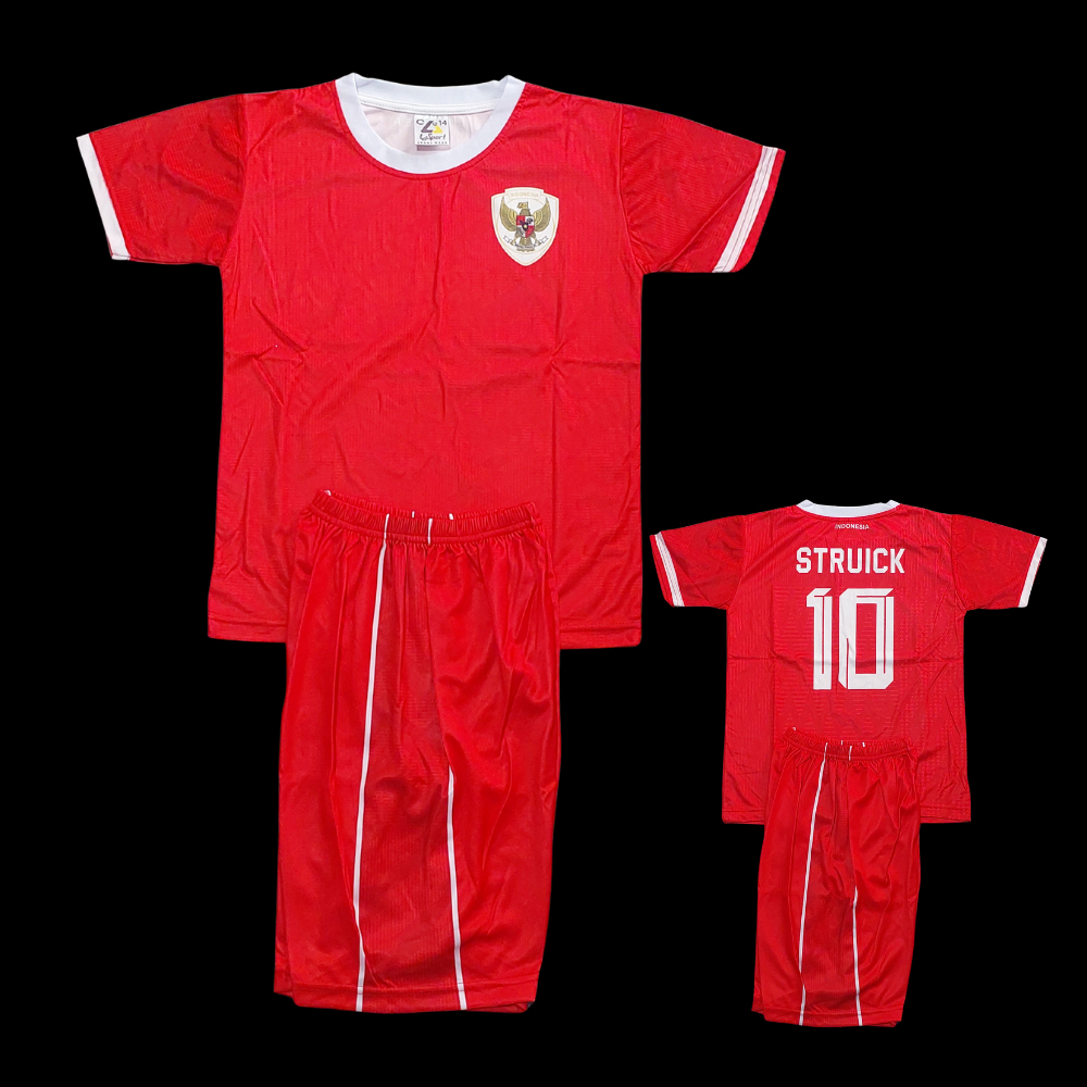 SETELAN BAJU BOLA JERSEY TIMNAS INDONESIA MERAH ANAK KIDS PRINTING KWALITAS PREMIUM