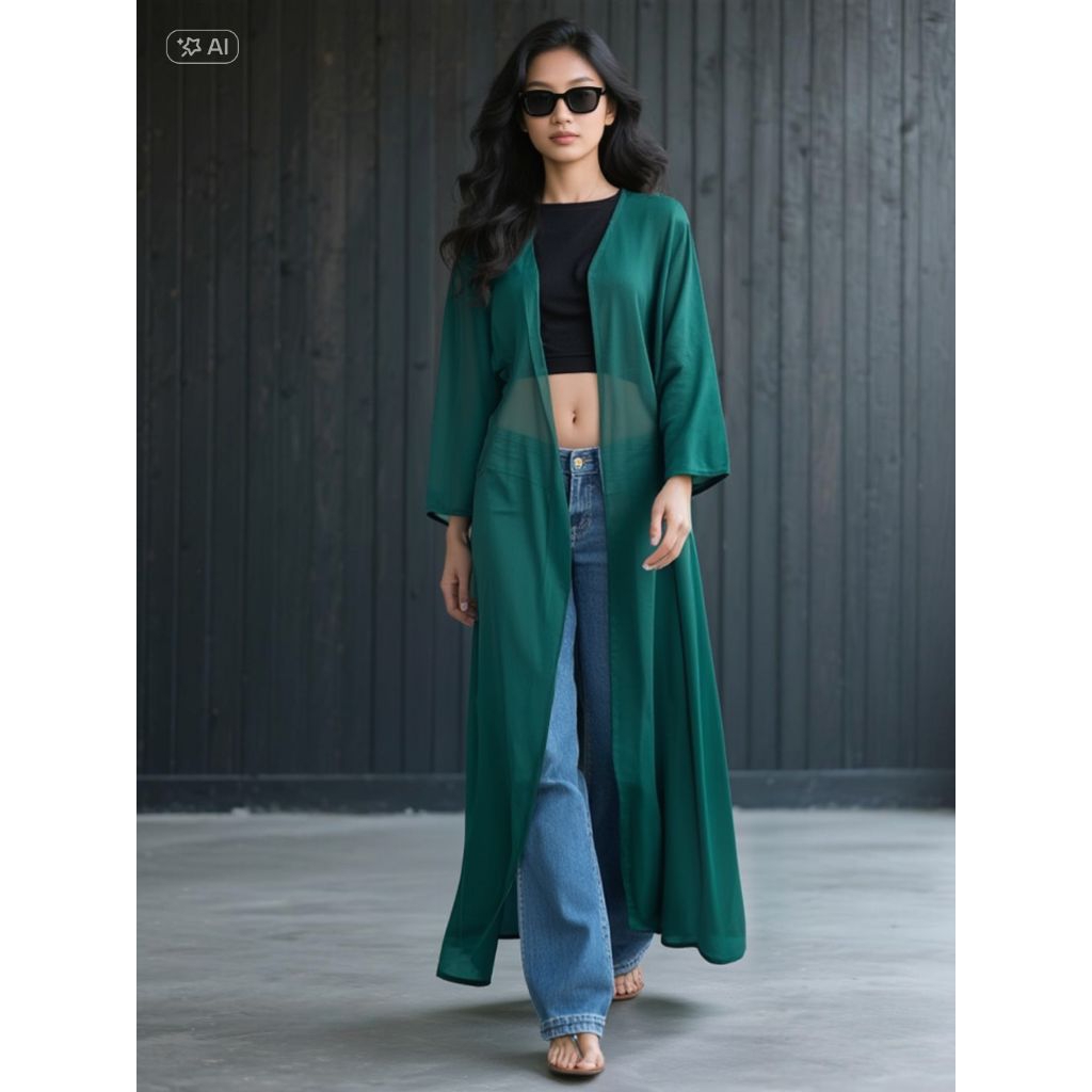 Aurahjb- Luaran gamis wanita outerwear / outer lebaran lengan panjang