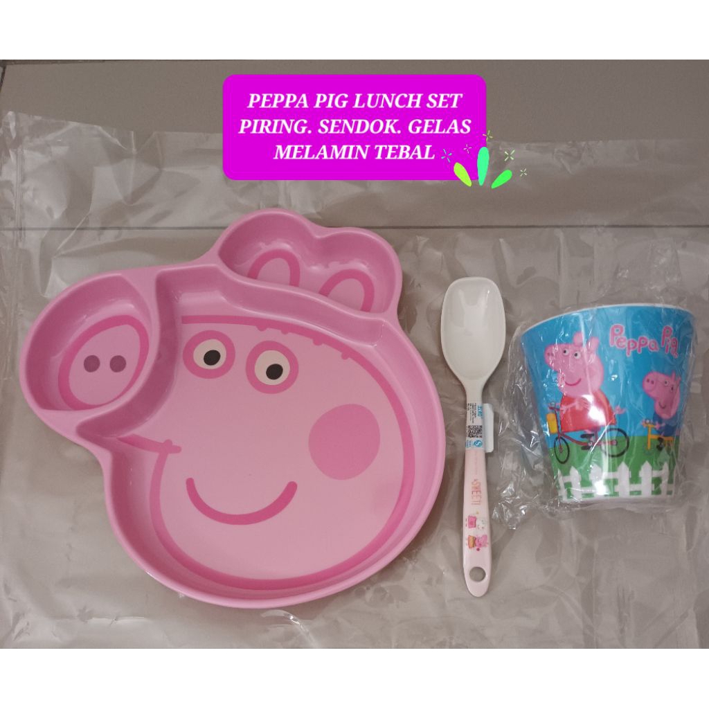 piring makan melamin peppa piring makan sekat peppa piring makan set peppa gelas minum peppa pig sen