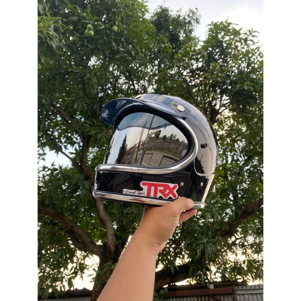 Helm Honda TRX Custom kaca dalam hitam