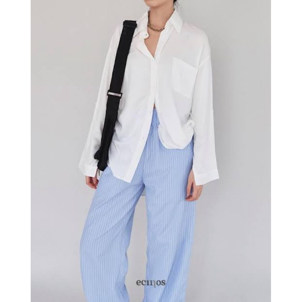 PRELOVED LIKE NEW Ecinos Nana Shirt White Atasan Kemeja Lengan Panjang Rayon warna putih