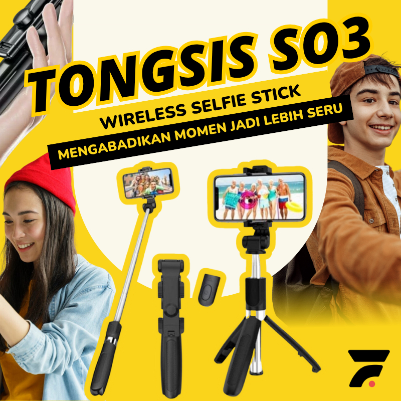 tongkat selfie tongsis tripod tripot hp handphone berdiri wireless selfie stick portable S03 stand h