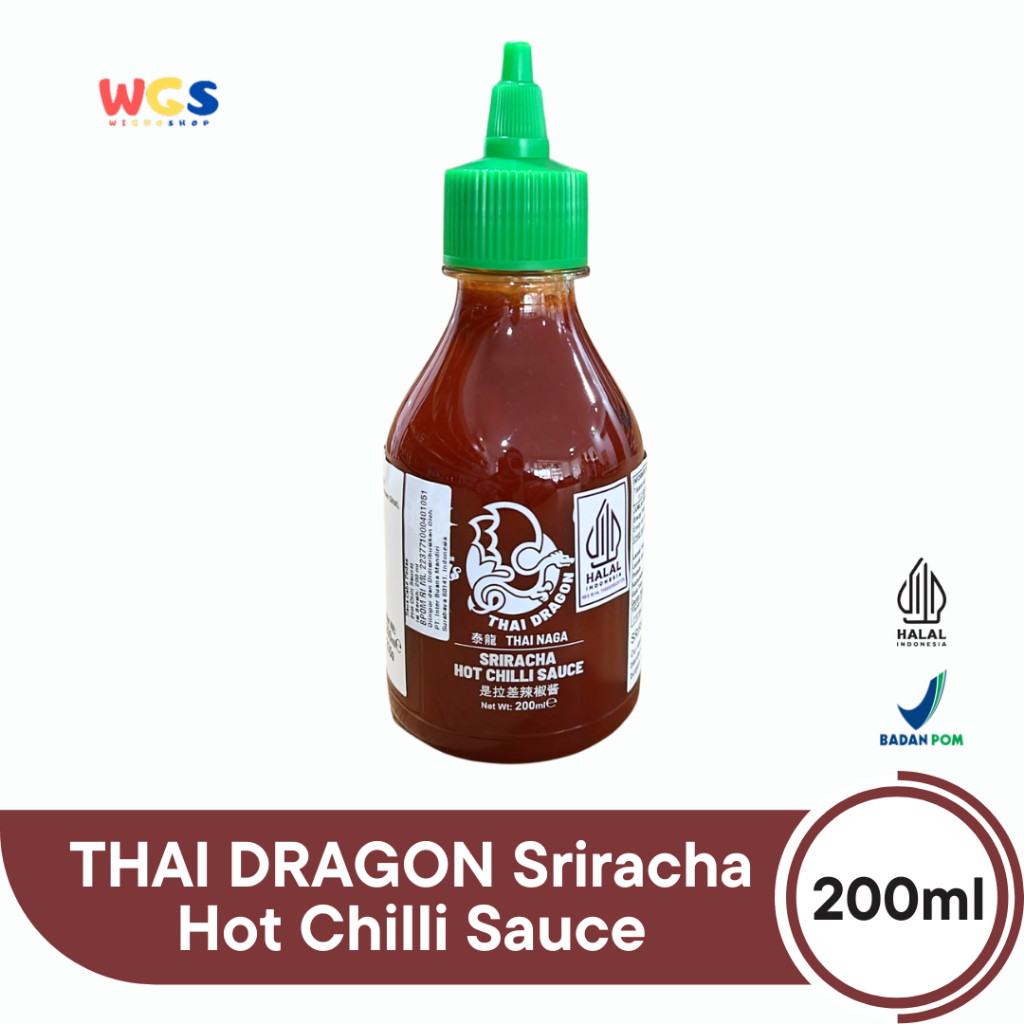 THAI DRAGON Sriracha Hot Chilli Sauce 200ml | Saus Cabai Thailand Pedas Gurih Halal Premium
