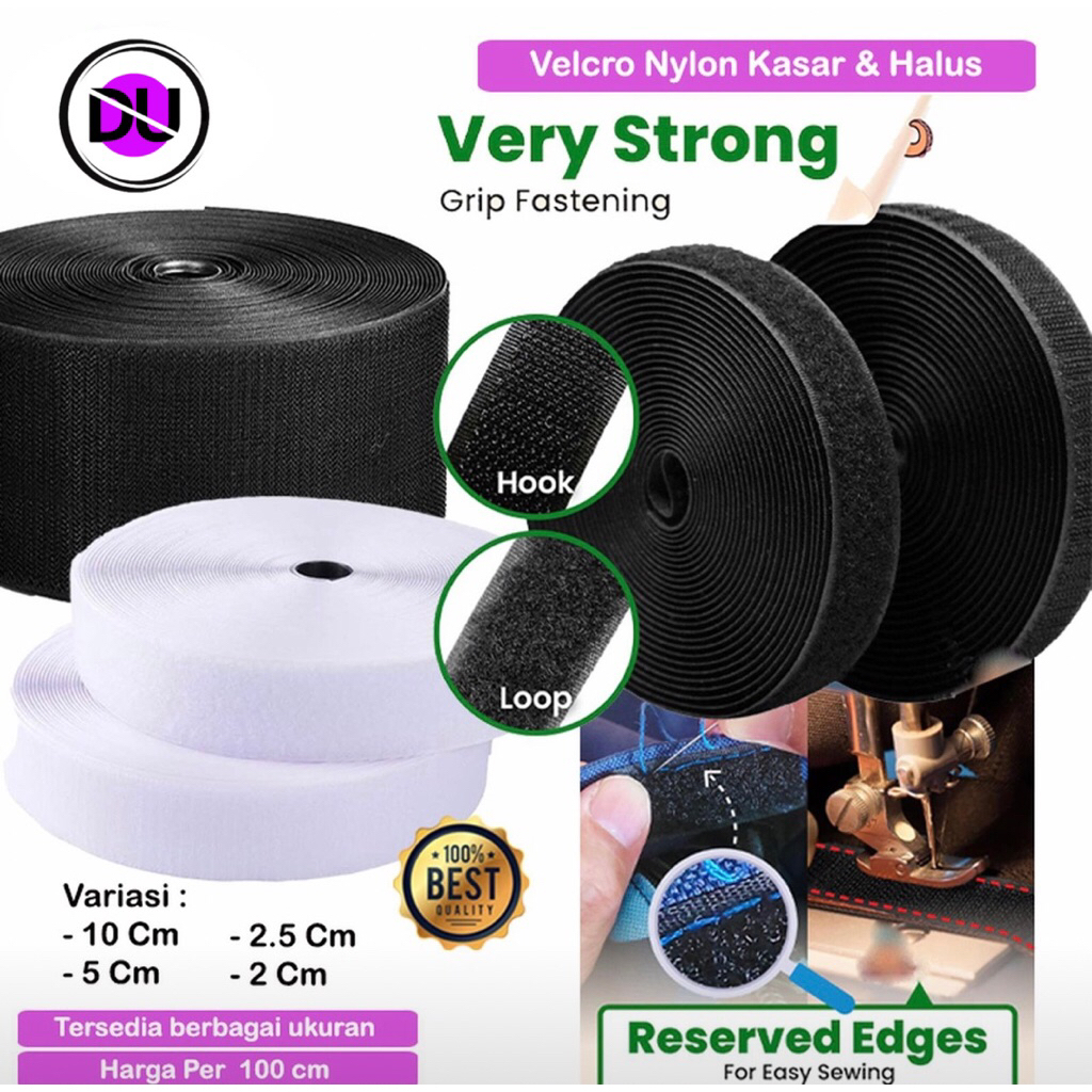 Velcro Perekat Kain Serbaguna Prepet Perekat Kain Kasar Halus Nylon Fastener Strip Hook Loop Pita Ka