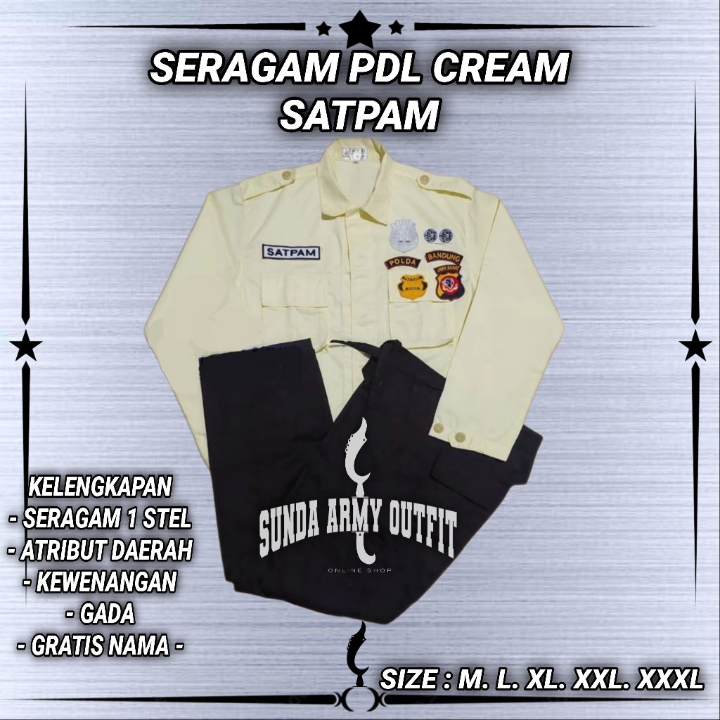 Seragam Pdl Satpam Krem / Seragam Security Satpam / Pdh Satpam Krem / Pdl Satpam Krem Crem / Setelan