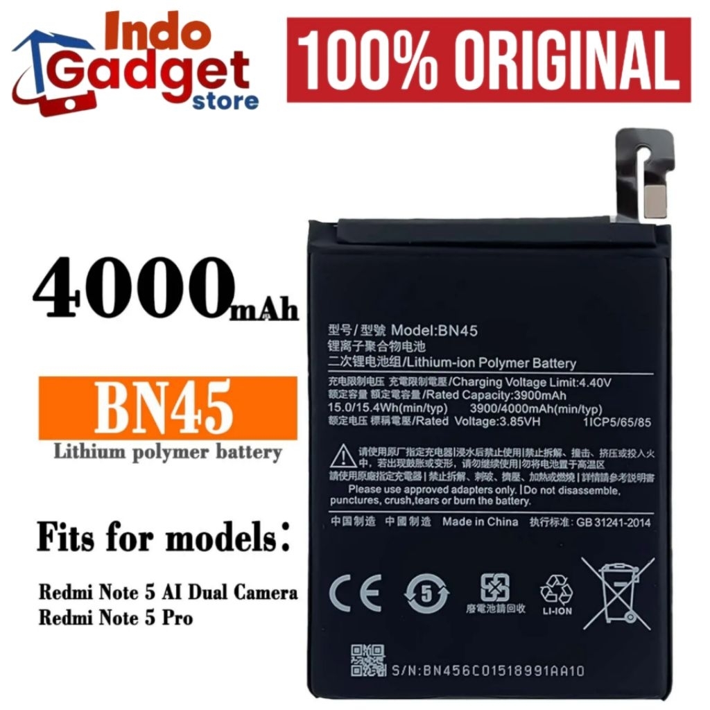 BATERAI BATRE BATREI BATTREY XIAOMI REDMI NOTE 5 / NOTE 5 PRO BN45