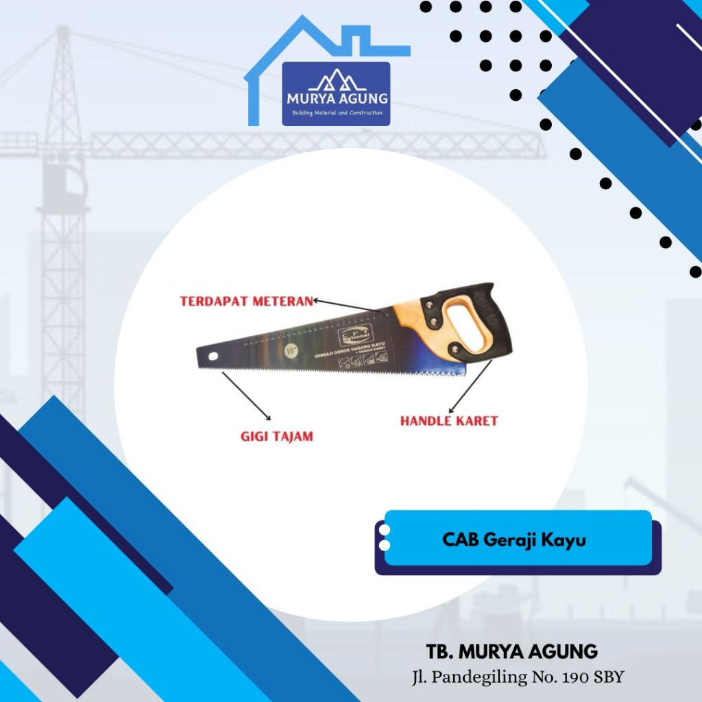CAB Gergaji Kayu | Gergaji Kayu Manual 18'' | Gagang Kayu