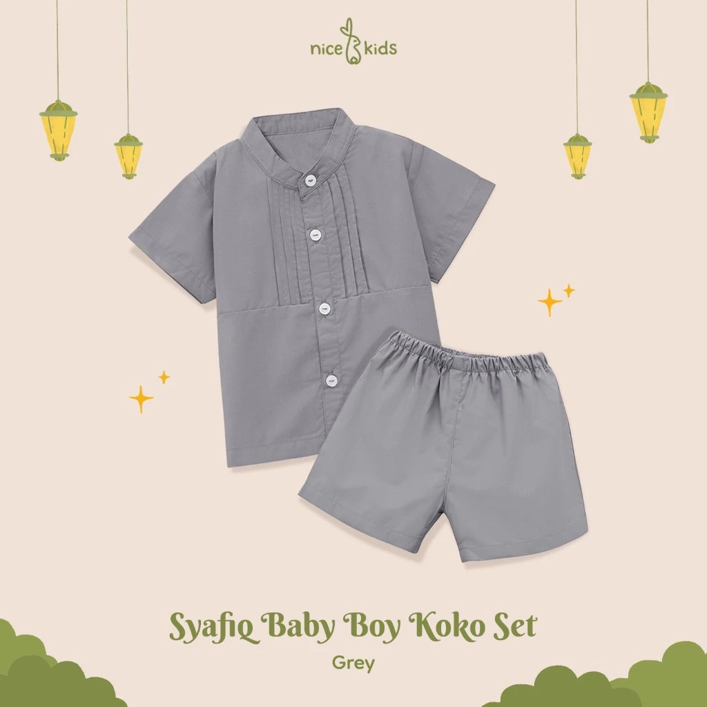 (Pl) Nice Kids - Syafiq Baby Koko Set Setelan Atasan dan Celana Anak Bayi Laki-laki / Baju Koko Anak