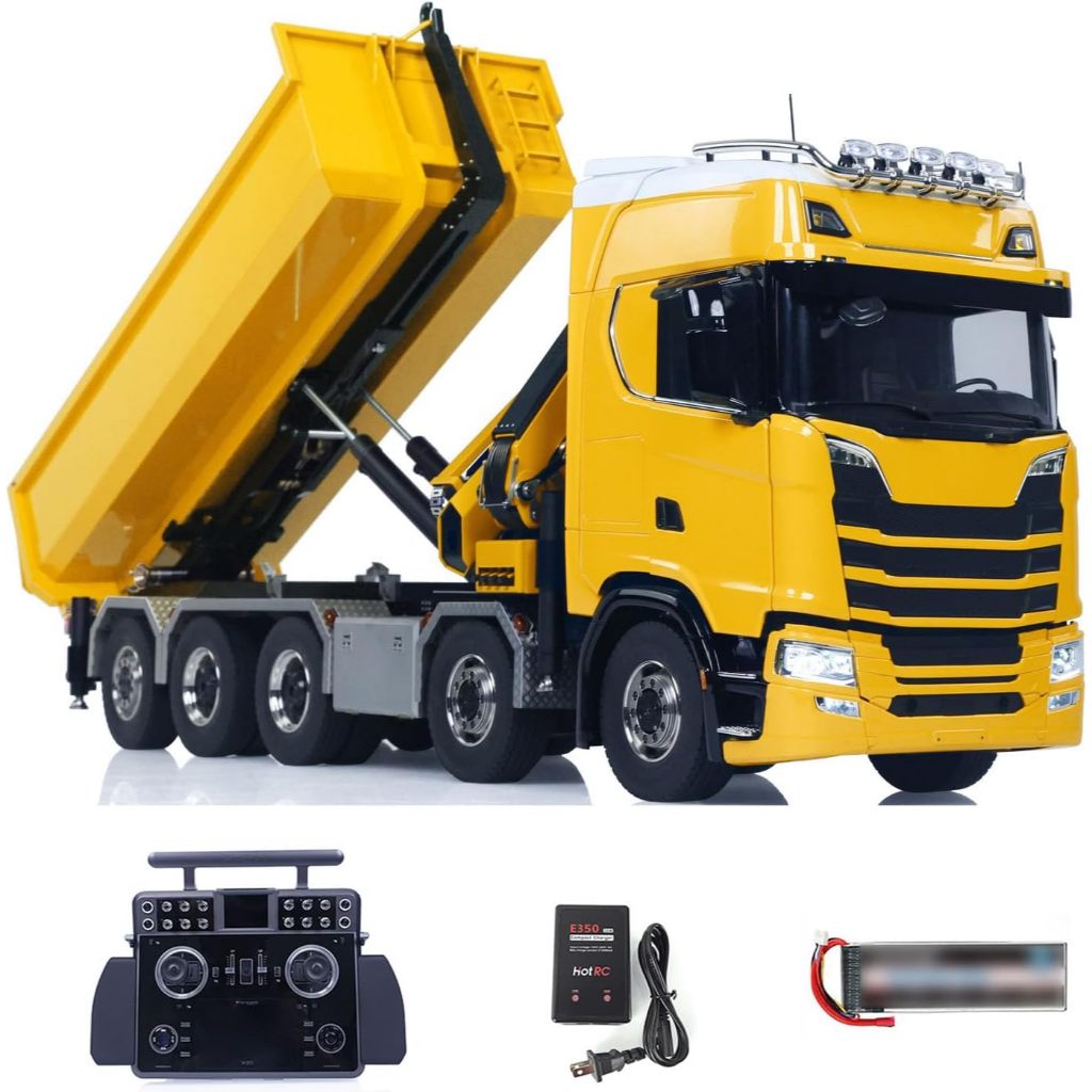 TOUCAN RC HOBBY 1/14 770S Metal 10x10 RC Hydraulic Crane Full Dump Truck Lorry Car Frsky XE Lite