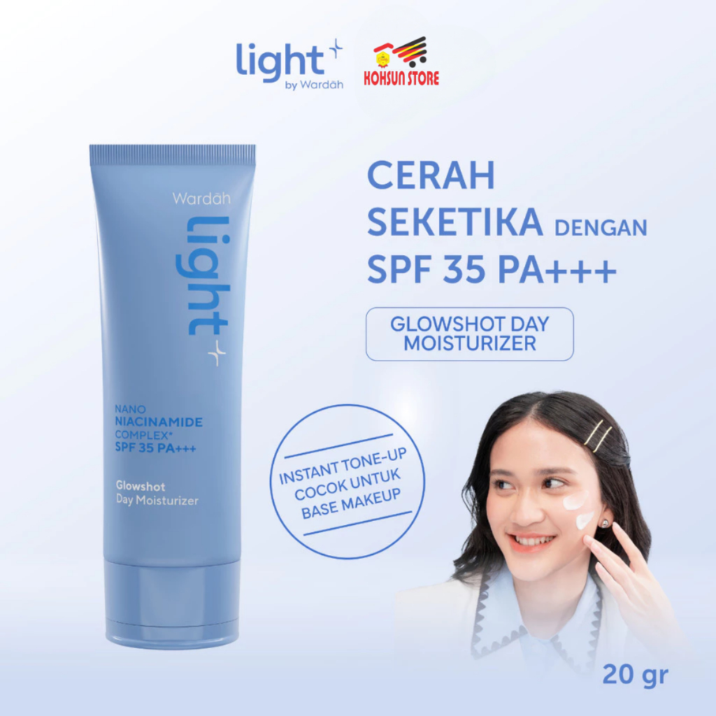 Light+ by Wardah Glowshot Day Moisturizer 20 g | Cream Niacinamide Brightening Moisturizer Pelembab 