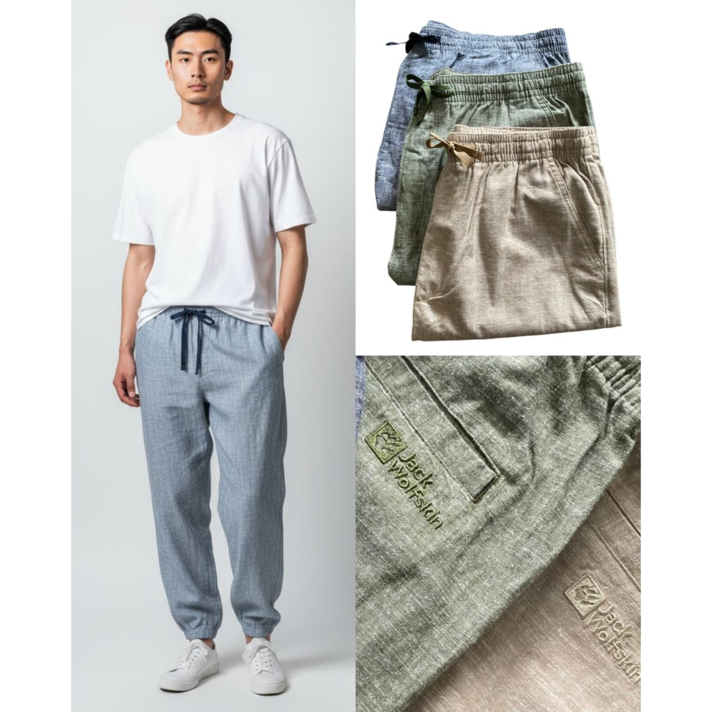 Long Pants Men's Linen Jogger Drawstring Tali Adjustable | Celana Panjang Linen Pria - JW-9280