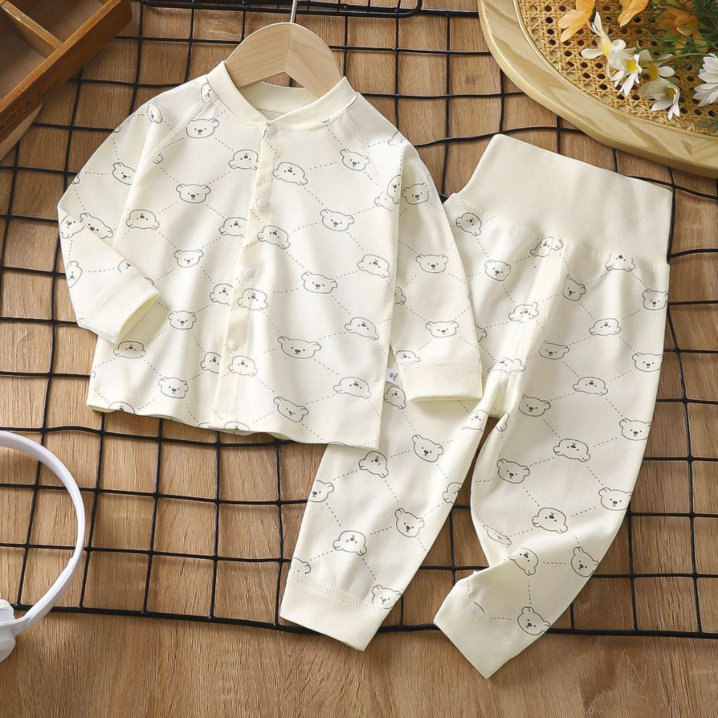 (Pl) Setelan Piyama Baju Bayi Import Lengan Panjang (0-6 m)