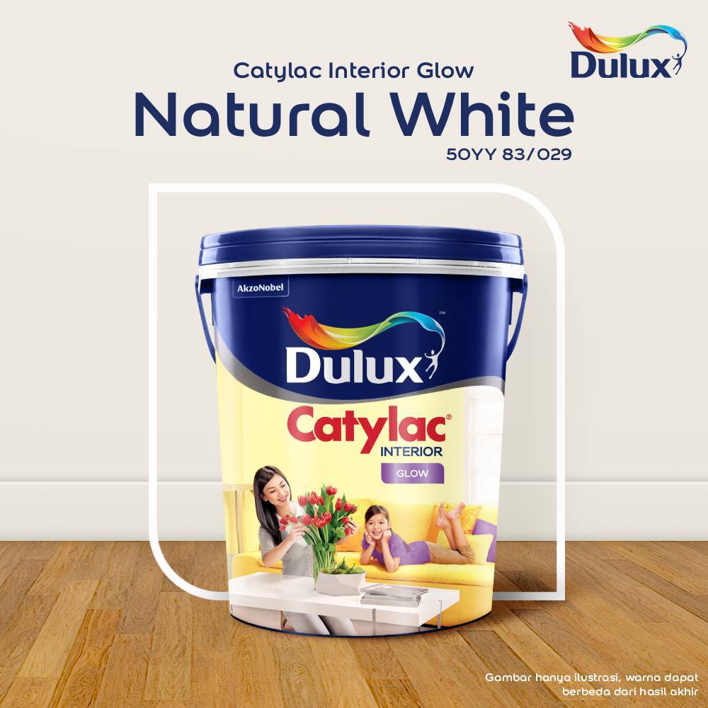 CAT TEMBOK WHITE NATURAL 5KG DULUX CATYLAC INTERIOR GLOW 5KG - CAT WHITE NATURAL DULUX ORIGINAL