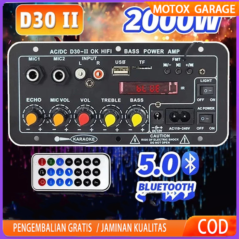 2000W Amplifier Bluetooth Super Bass 12V/24V/220V Modul Speaker Bluetooth Power Amplifier