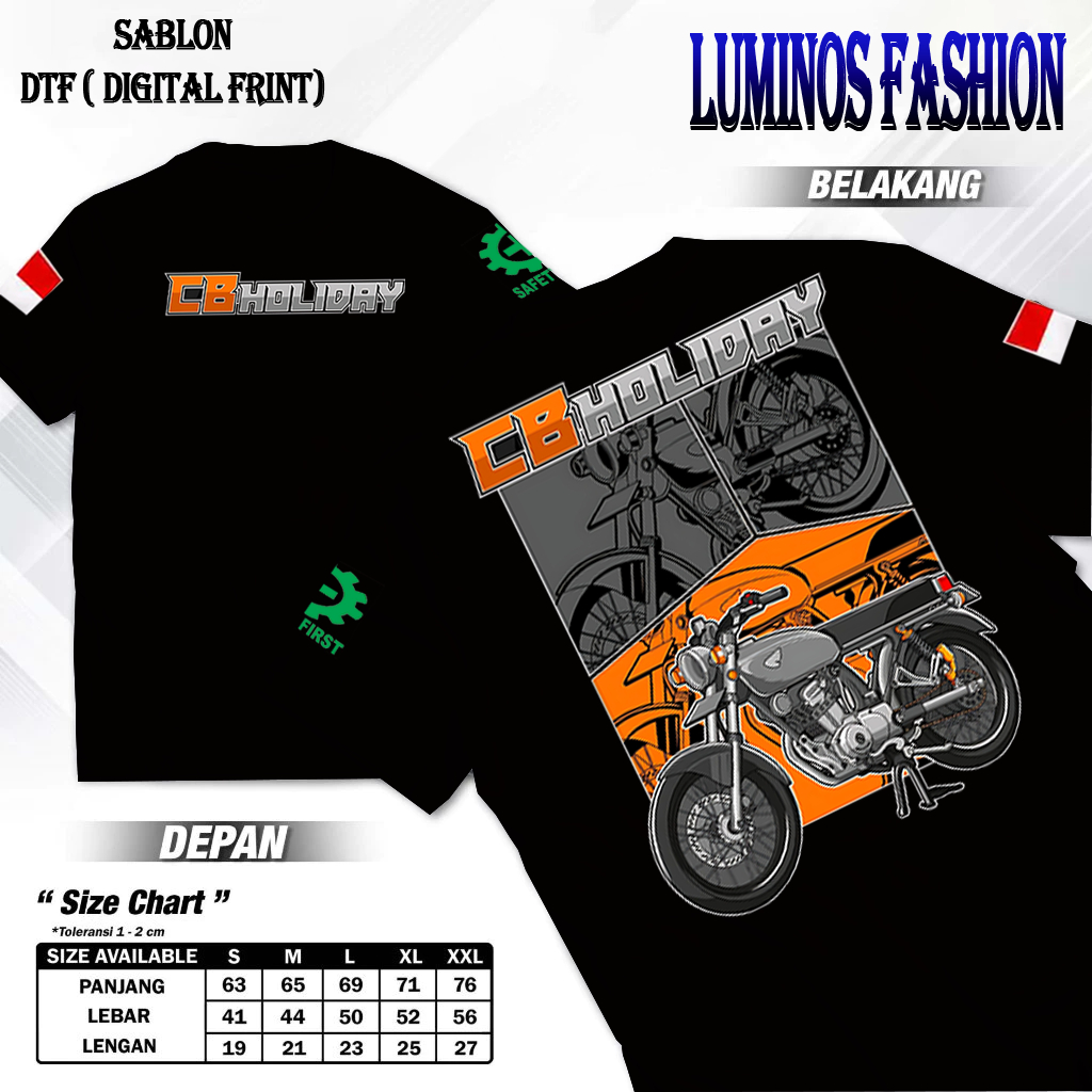 "Luminosfashion12 Kaos Racing Cb Holiday Baju Honda CB Klasik - Bahan Premium Quality - Cocok Untuk 
