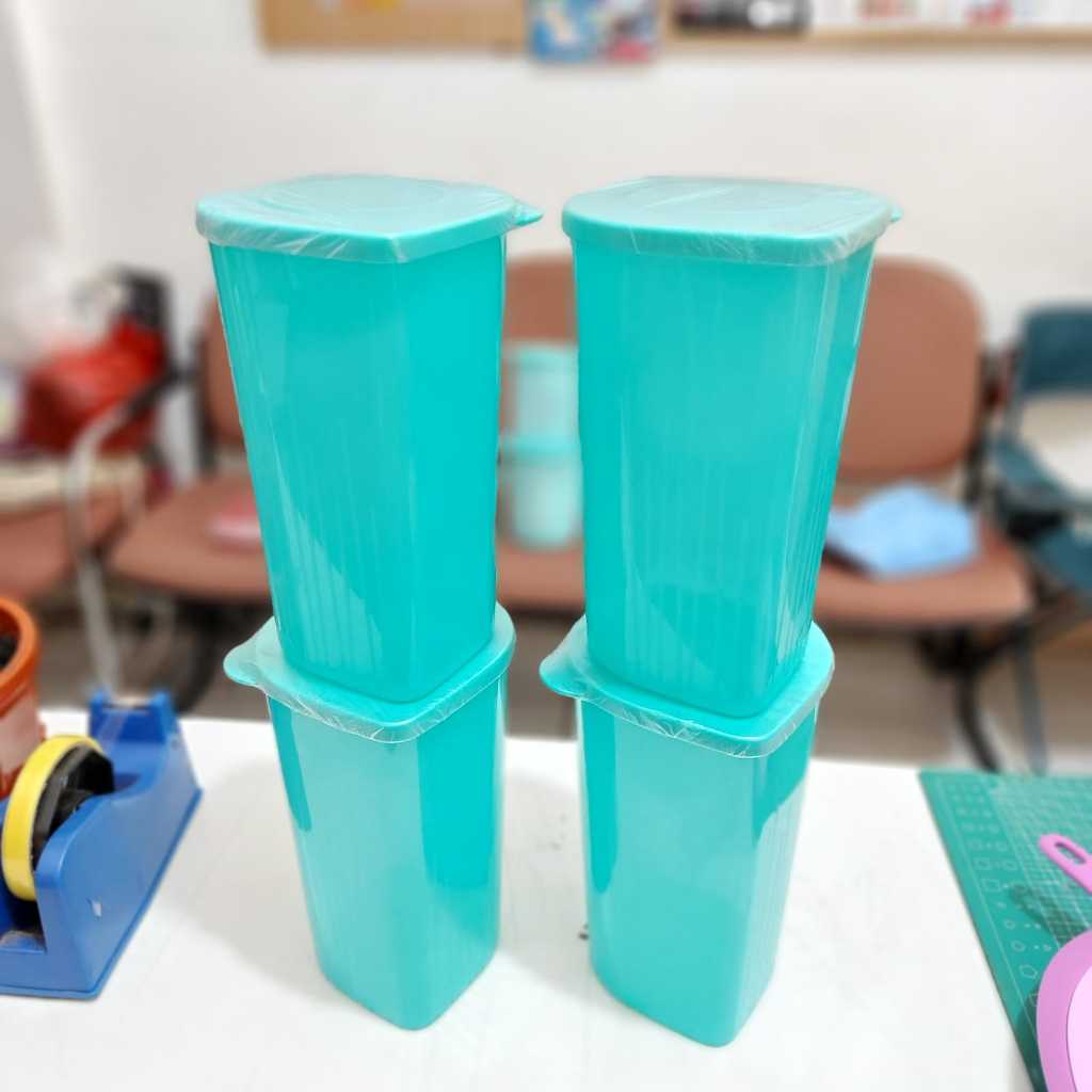 Tupperware tall fresh n fancy set 6 pcs warna hijau tosca toples penyimpanan kue snack