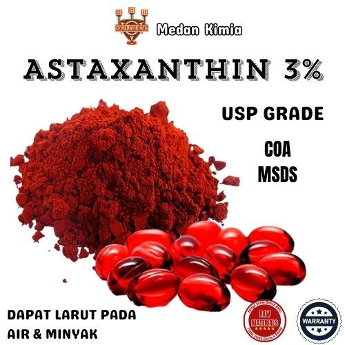 Astaxanthin 3% Powder - 1gr / Organik Antioksidan Astaxanthin 3% Bubuk Pigmen Karotenoid Alami /