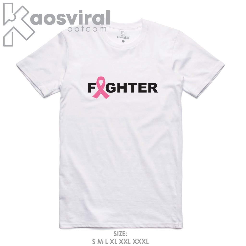 KAOSVIRALDOTCOM BAJU KAOS FIGHTER BREAST CANCER PINK RIBBON T-SHIRT COMBED 30S // KAOS PRIA WANITA U