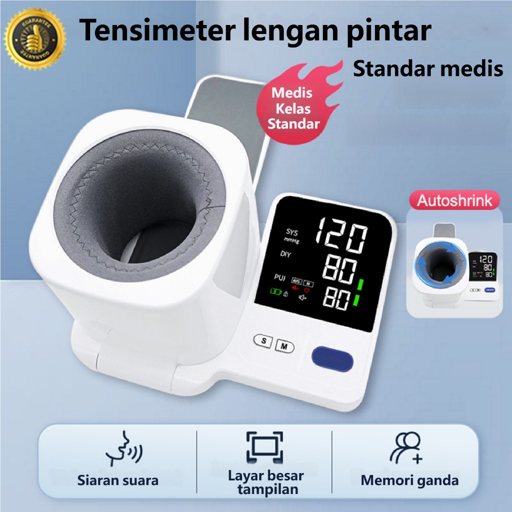 COD/Pengiriman dalam 24 jam [Layar LED/Penyiaran Suara]Prime Tensimeter Digital Strapless/Alat Ukur 