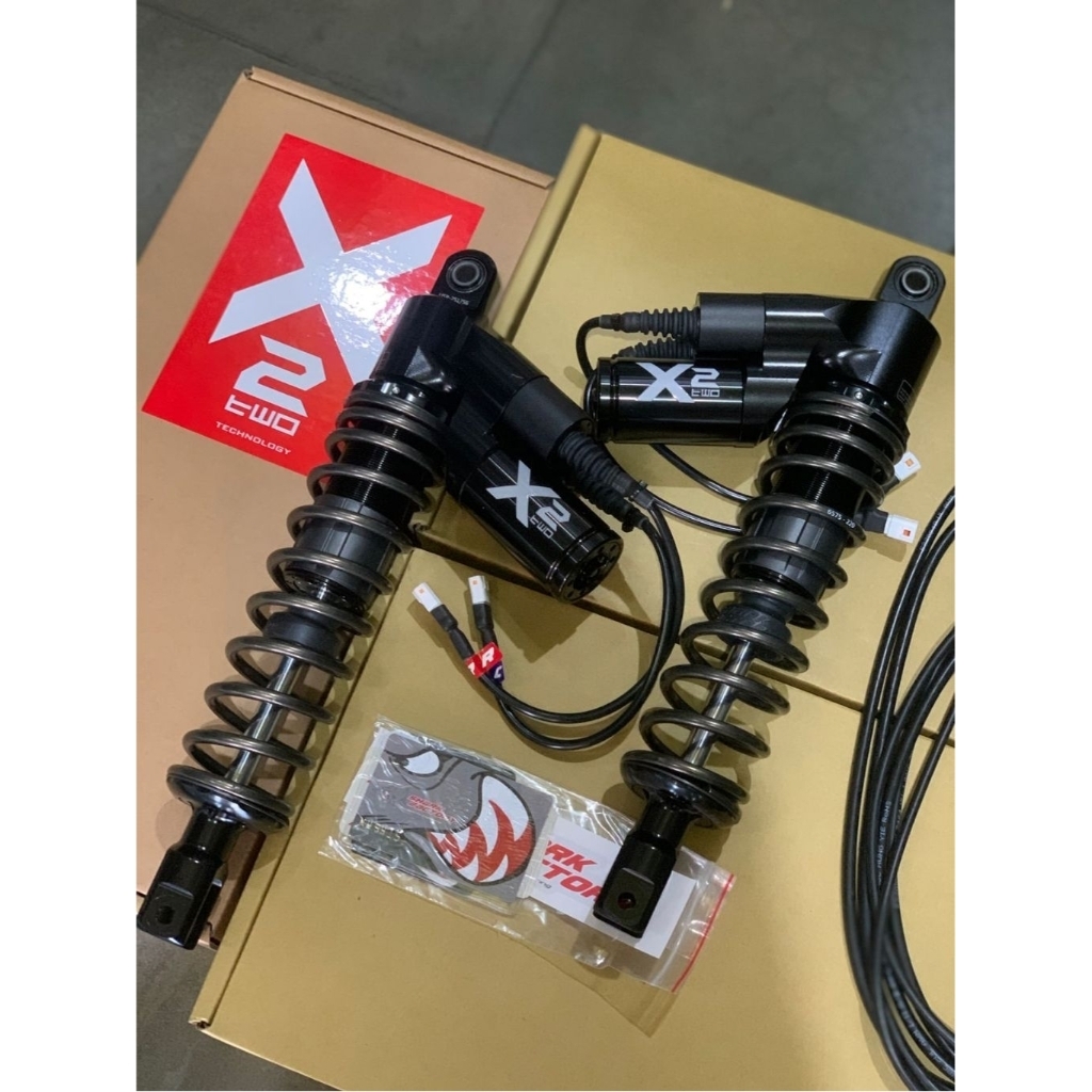 SOK SHOCKBREAKER SHARK FACTORY X2 (X2E-RT) YAMAHA XMAX WARNA FULL BLACK