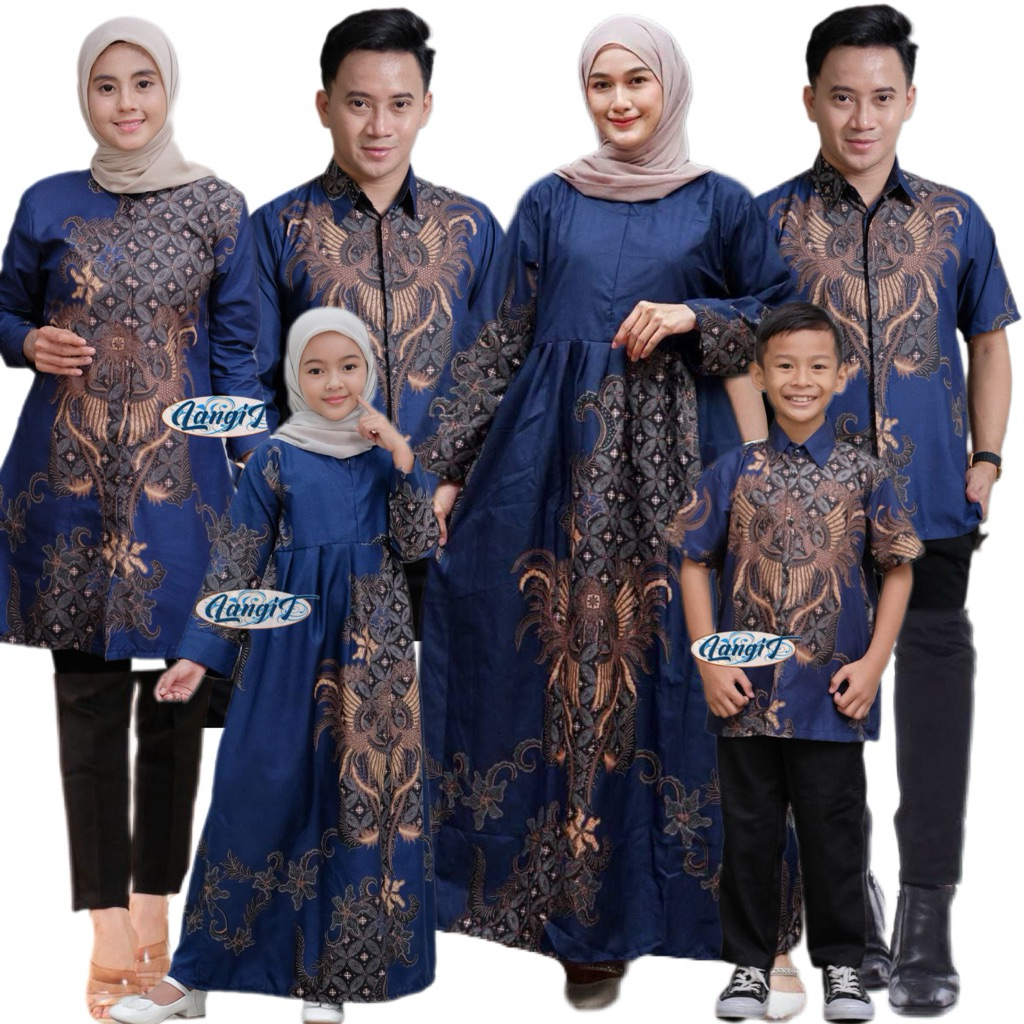 Batik Couple Keluarga Terbaru Sarimbit Keluarga Motif Layang Navy