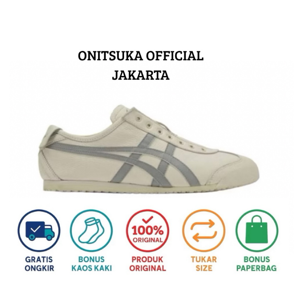 onitsuka tiger mexico 66 ORIGINAL leather cream blue // free paperbag & kaos kaki