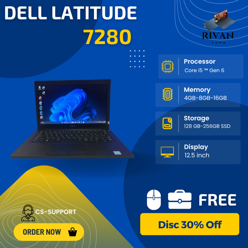 Laptop Dell Latitude 7280 Core i5 Gen 6 Ram 8Gb Ssd 256Gb MURAH/ORIGINAL/BERGARANSI