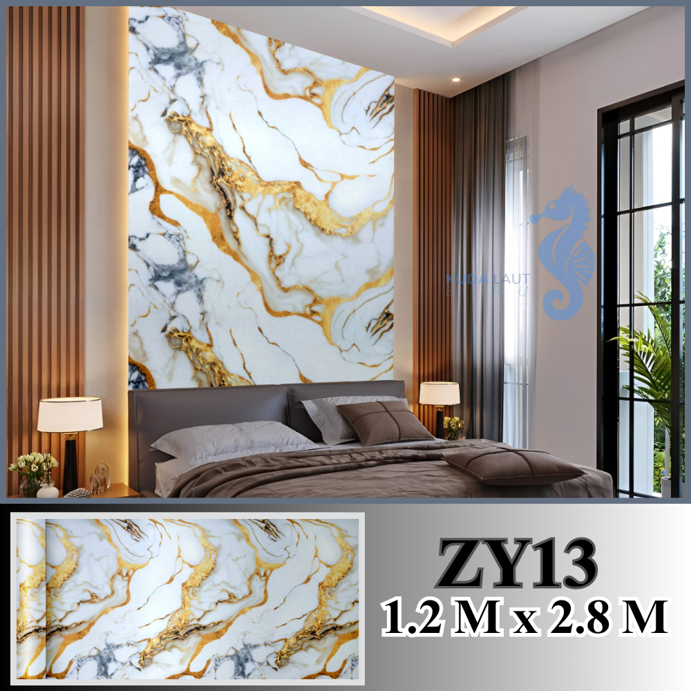 Shark Blue - Wallpaper Dinding Vinyl Motif Marble Roll Jumbo 120 x 280CM Tebal 2,5mm