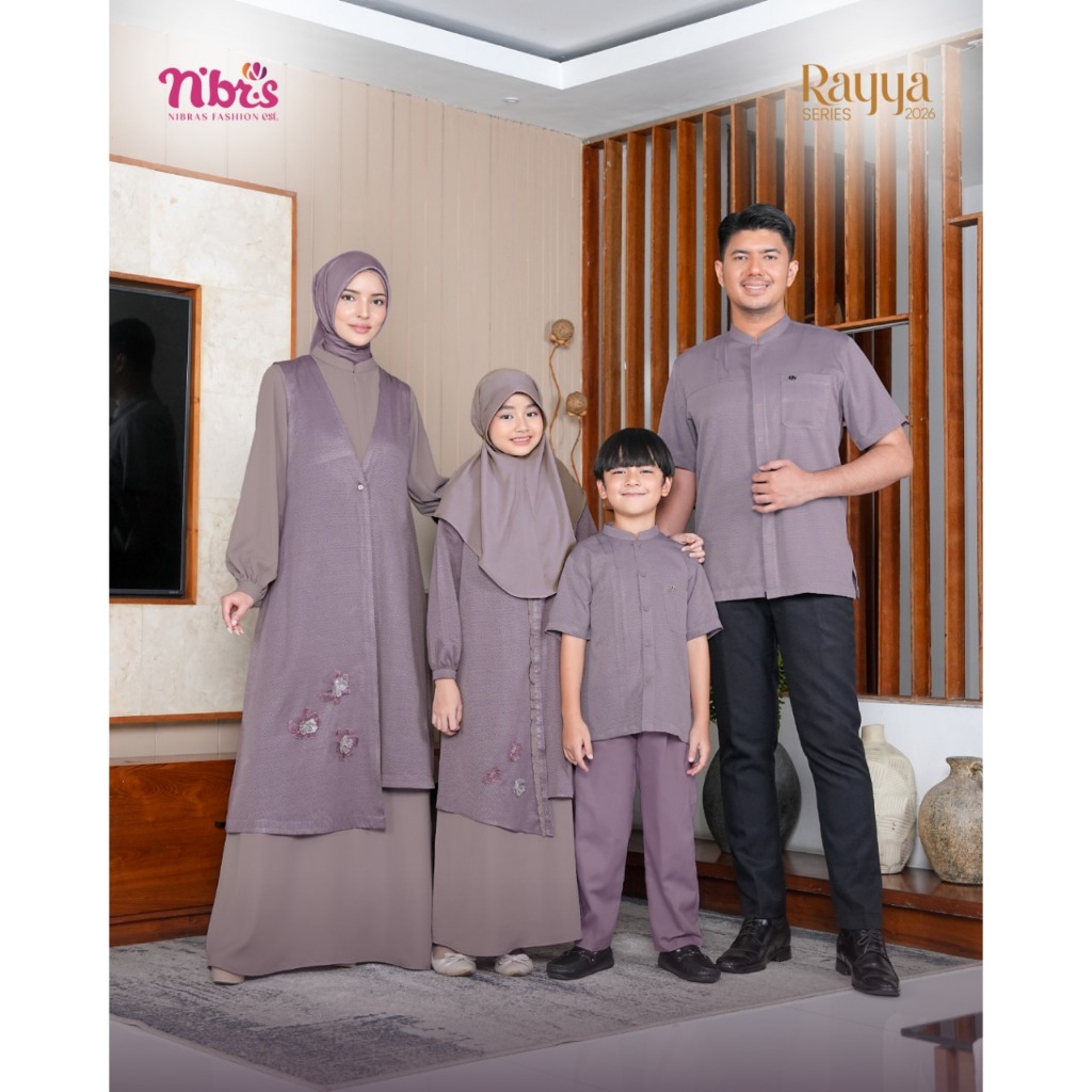 SARIMBIT KELUARGA JODIA GREY LILAC BY NBRS FASHION GAMIS KOKO BAJU BUSANA MUSLIM IBU BUSUI AYAH ANAK