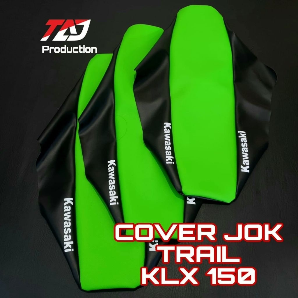 Sarung kulit jok trail KLX 150 hijau stabilo
