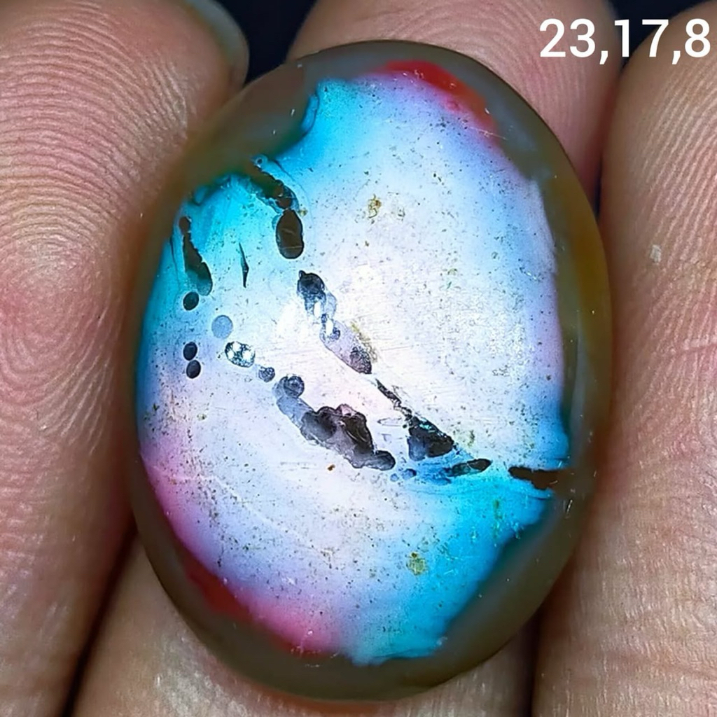 batu akik asli rubah pancawarna antik top hq natural (asli alam)