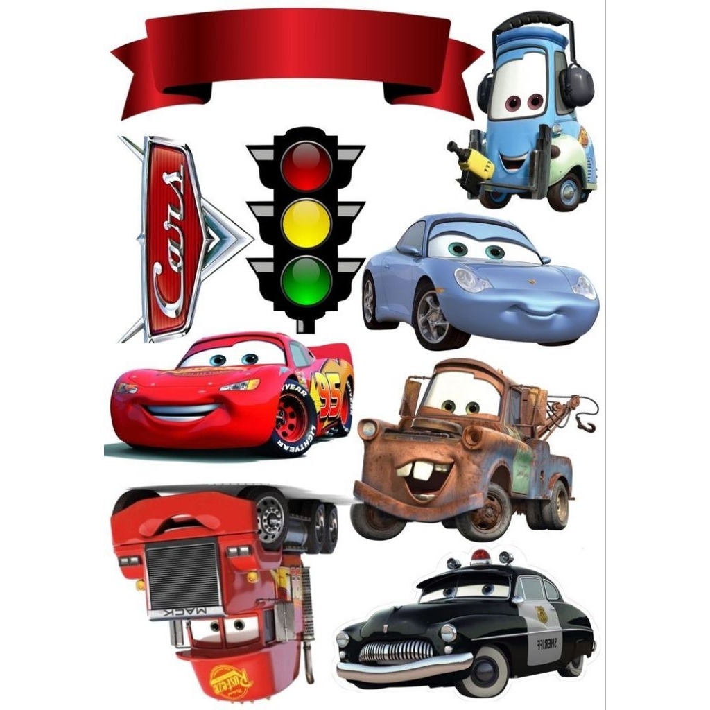 Topper Cake Tema MOBIL CARS l FREE CUSTOM NAMA l TOPPER CAKE ULTAH TEMA MOBIL CARS