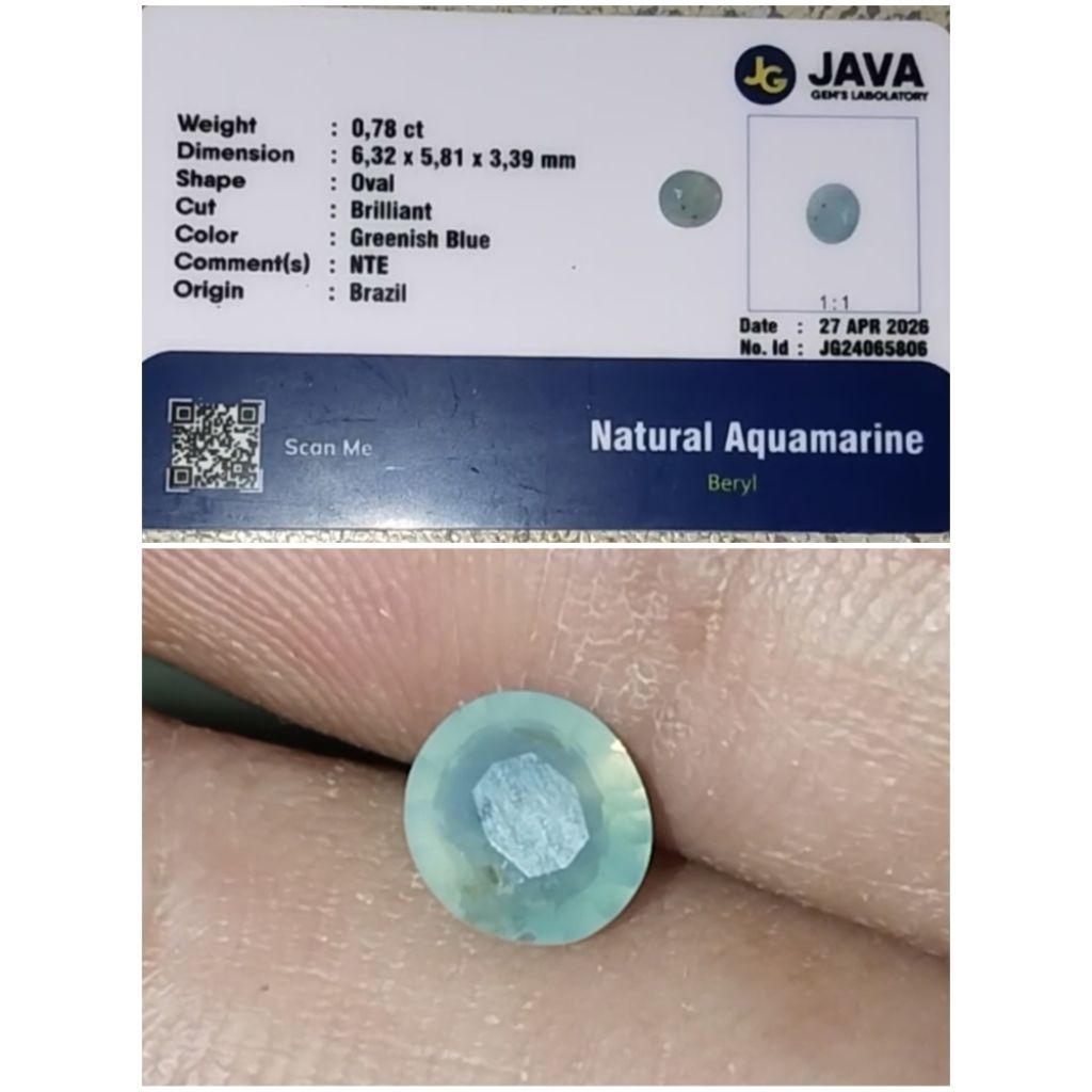 Natural Aquamarine Beryl + Memo, Kode B79