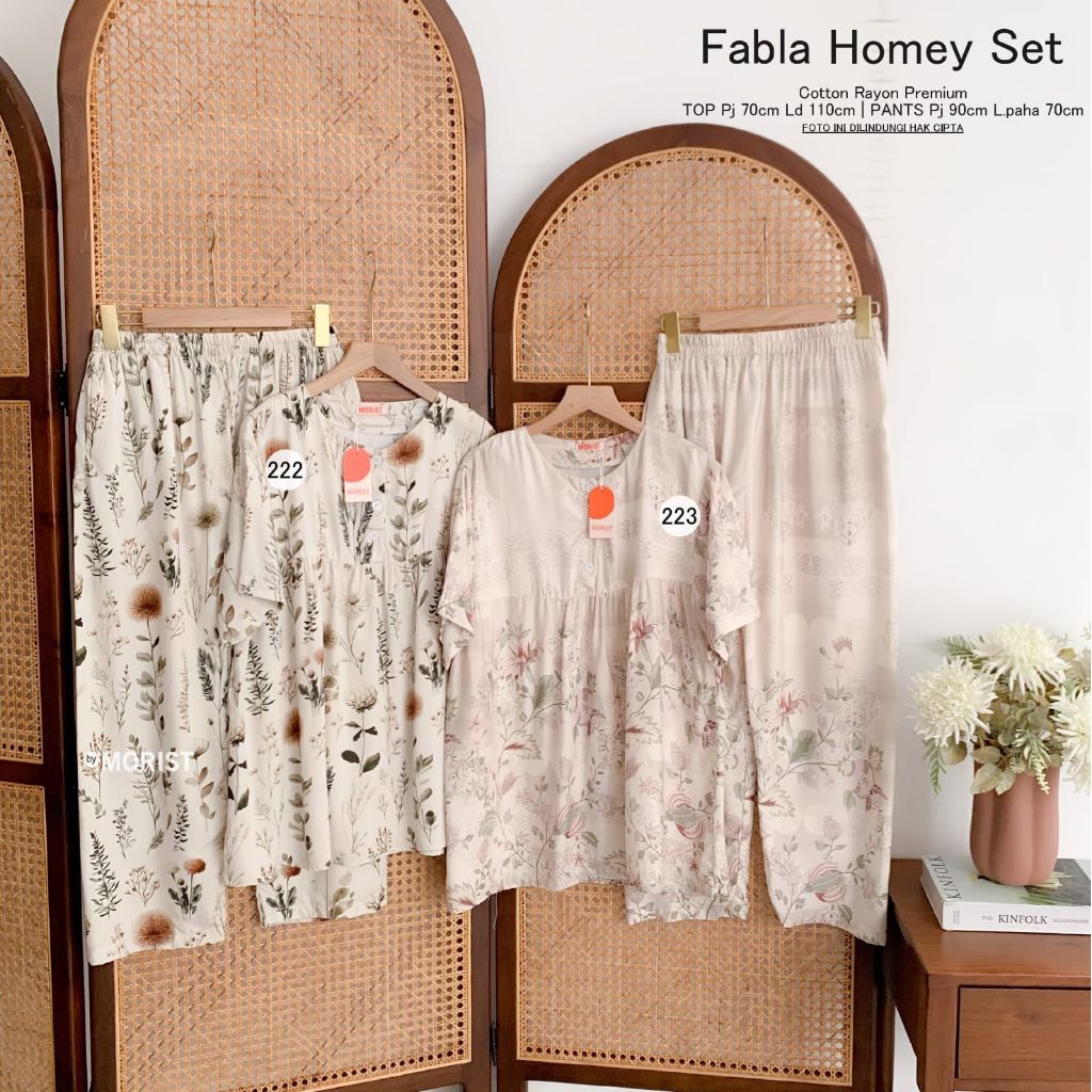 Fabla Homey set Setelan Oneset Pendek Premium Catton Rayon Original Ori Morist Berlabel