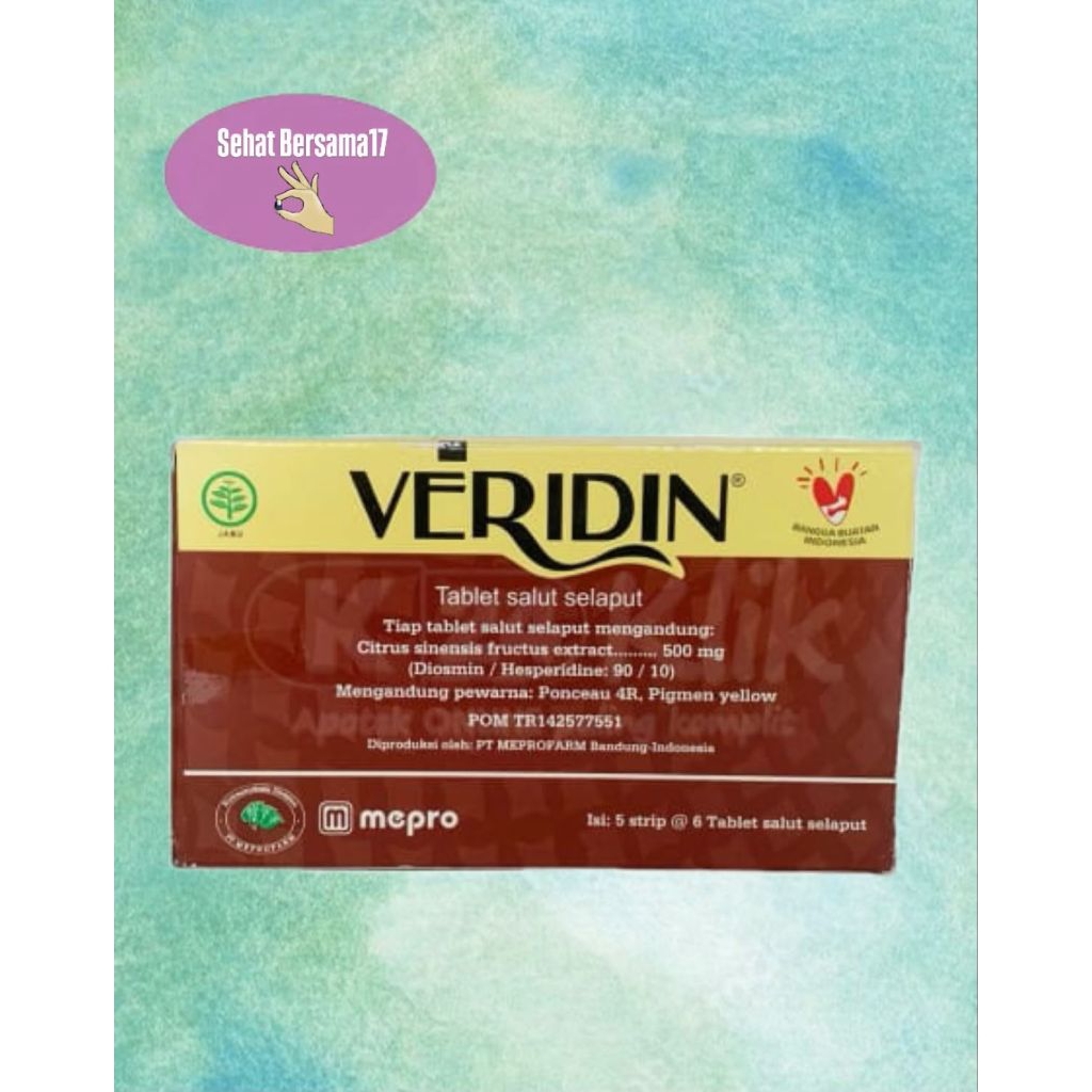 Veridin Tablet 500 mg Micronized Diosmin/Herperidine 90/10 untuk Wasir Akut Kronis dan Varises Origi