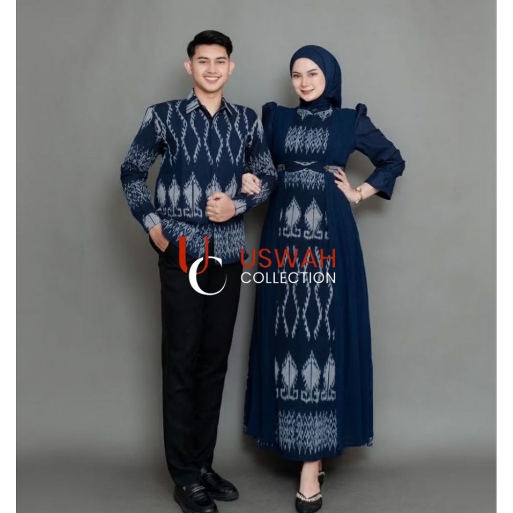 Safitri set couple tenun Navy - set couple etnik baju couple tenun baju couple etnik
