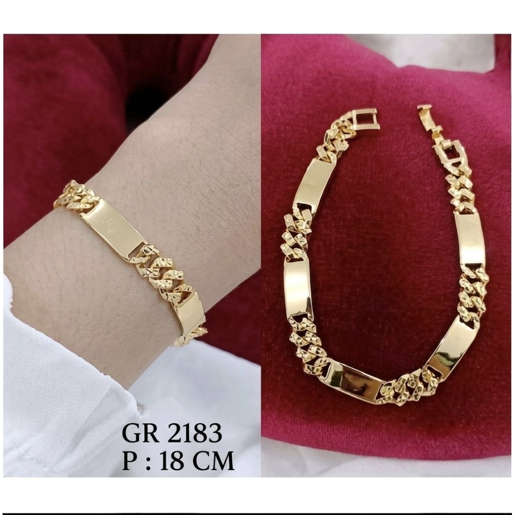 Gelang Rantai Plat Emas Pria Wanita Premium - GR 2183 Panjang 18 CM