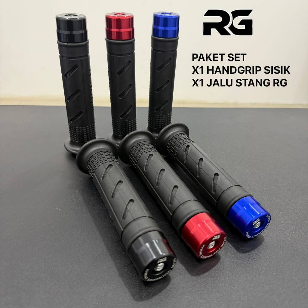 HANDGRIP SISIK HITAM + JALU STANG RG CNC ORIGINAL UNIVERSAL