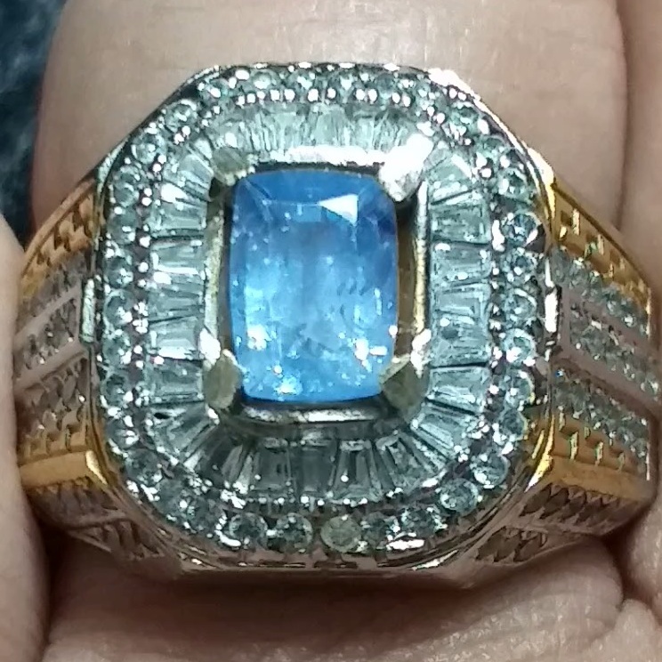 Cincin Blue Sapphire Ceylon SriLanka Memo GLI Natural & Murah