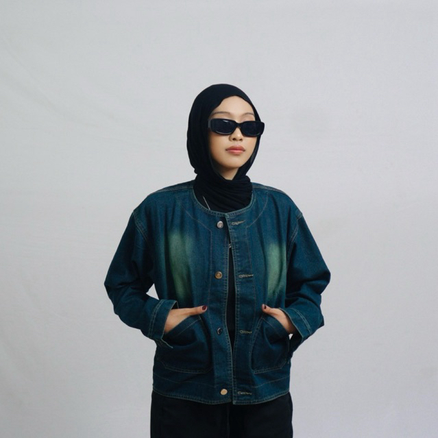 (UNISEX) clara JAKET JEANS ALL SIZE POCKET DENIM PRIA ATAU WANITA BOXY OVERSIZE ATASAN