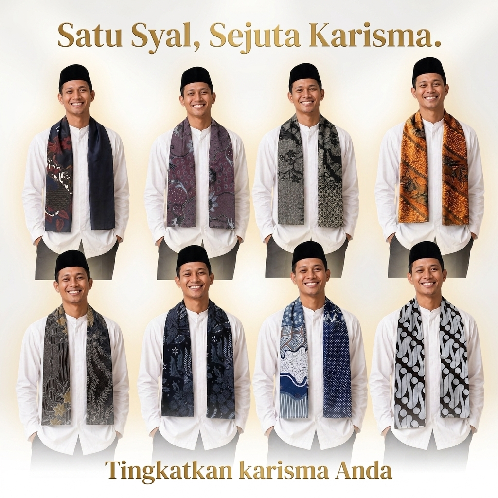 Selendang Nusantara Syal Batik Pria Motif Premium - Scarf Pria Elegan Muslim