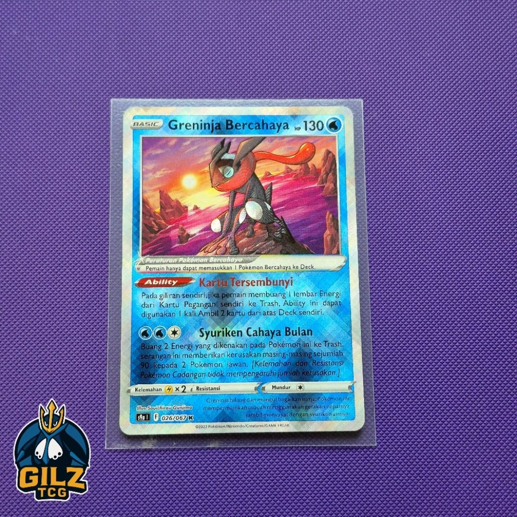 Kartu Pokemon Greninja Bercahaya K 026/067