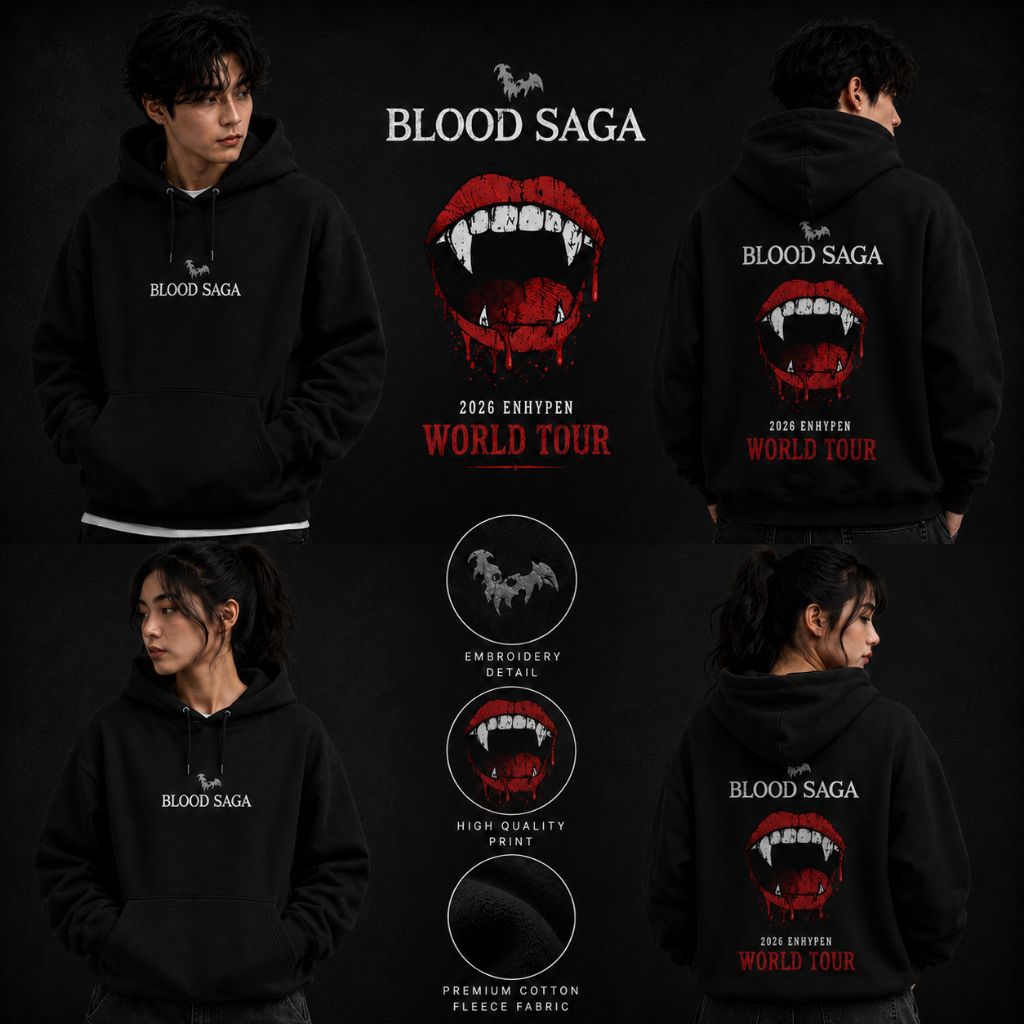 Sweater Hoodie Kpop ENHYPEN Blood Saga World Tour Premium Unisex Fleece Tebal Korean Style Jaket Enh