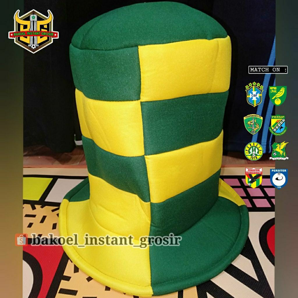 TOPI Supporter HIJAU KUNING Brazil Senegal Ghana Norwich Persip Perseta Persiter Perssu WORLD CUP Ve