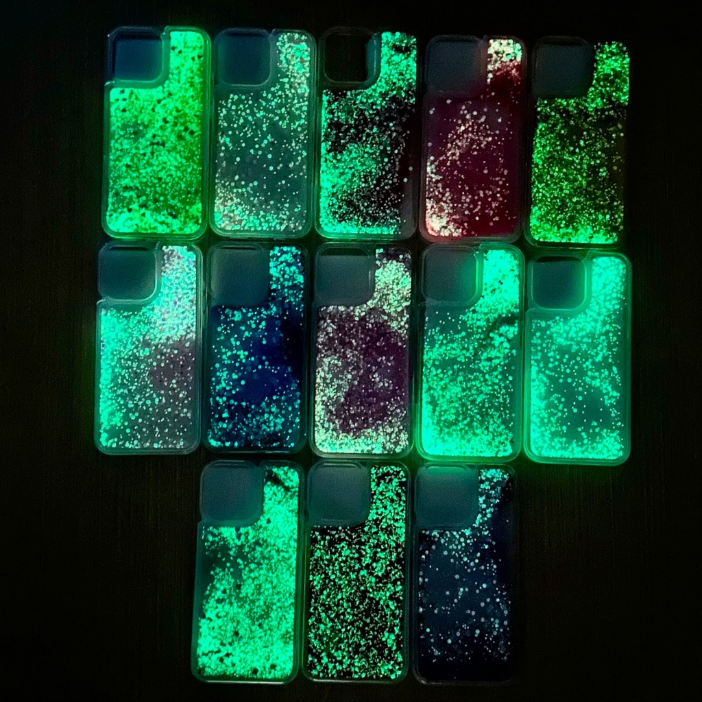 Case for all type Liquid Glitter Quicksand Glow in The Dark Starry Night - Sparkling Heart Series