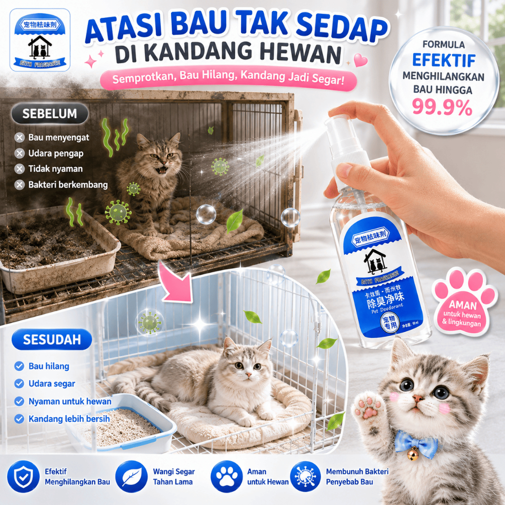 Spray Penghilang Bau Kotoran Kucing Anjing Pet Odor Remover Odor Desinfektan Spray untuk Pipis dan P
