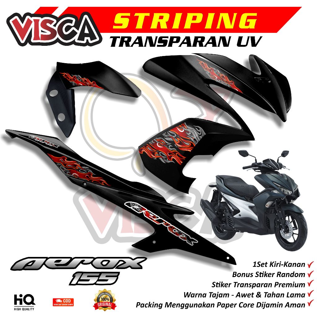 Striping Transparan Aerox Old 2018 2019 Desain Simpel Variasi FIRE